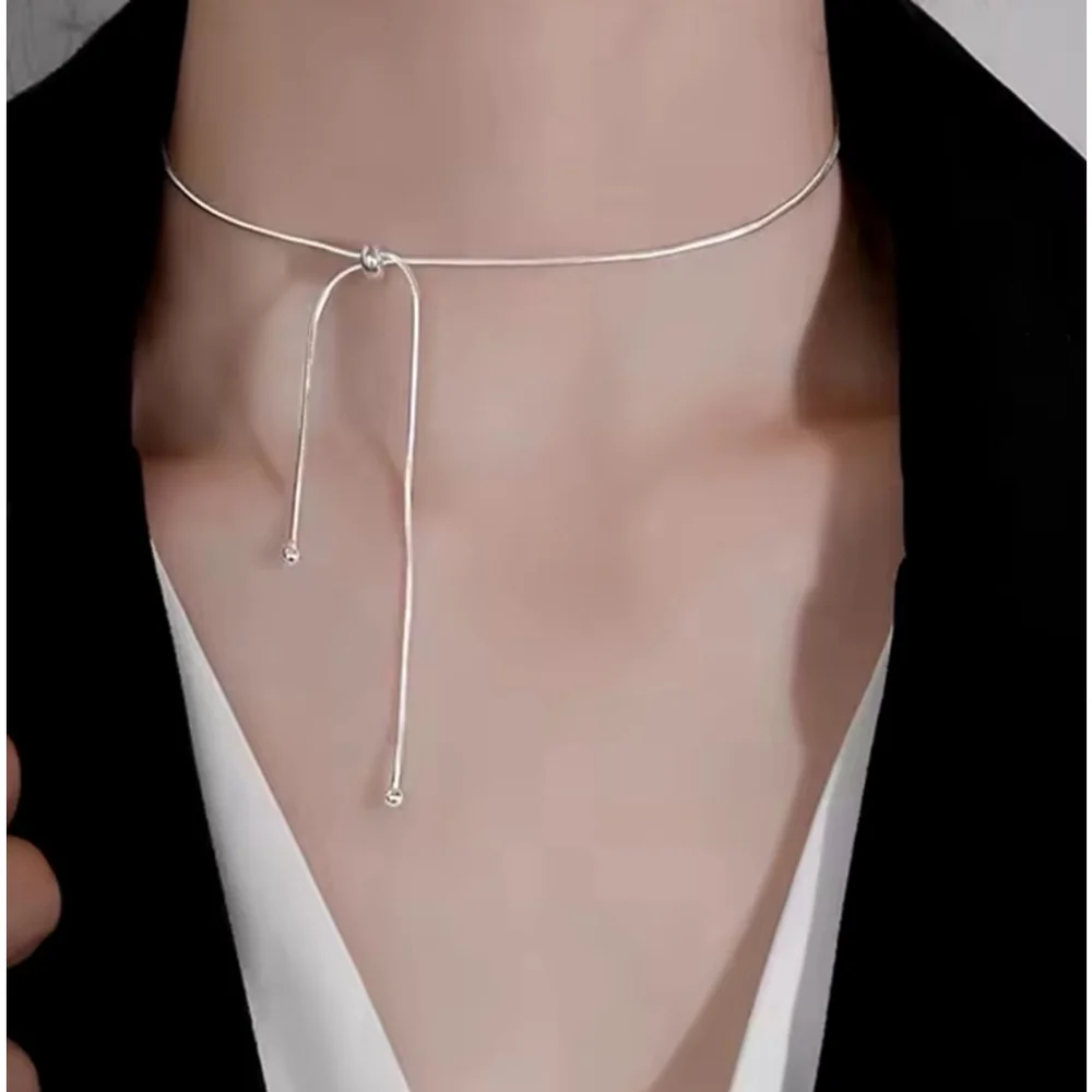 NEW Women's 925‎ Sterling Silver Lariat Ball Slide Necklace, Adjustable